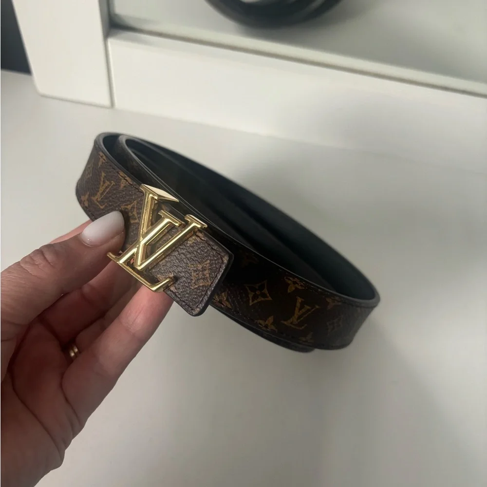 Louis Vuitton Monogram Canvas Belt with Gold LV Buckle - Brown - Picture 5 of 11